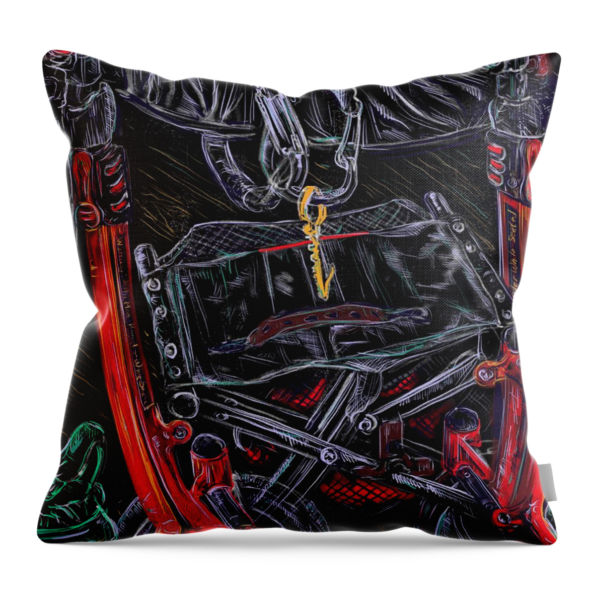Rollator Throw Pillow featuring the digital art Mobility Equipment by Angela Weddle