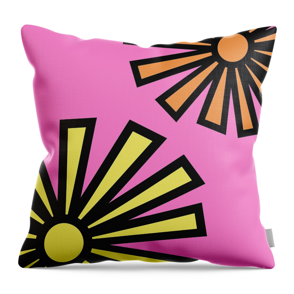 Mod Throw Pillow featuring the digital art Mod Flowers 4 on Pink by Donna Mibus