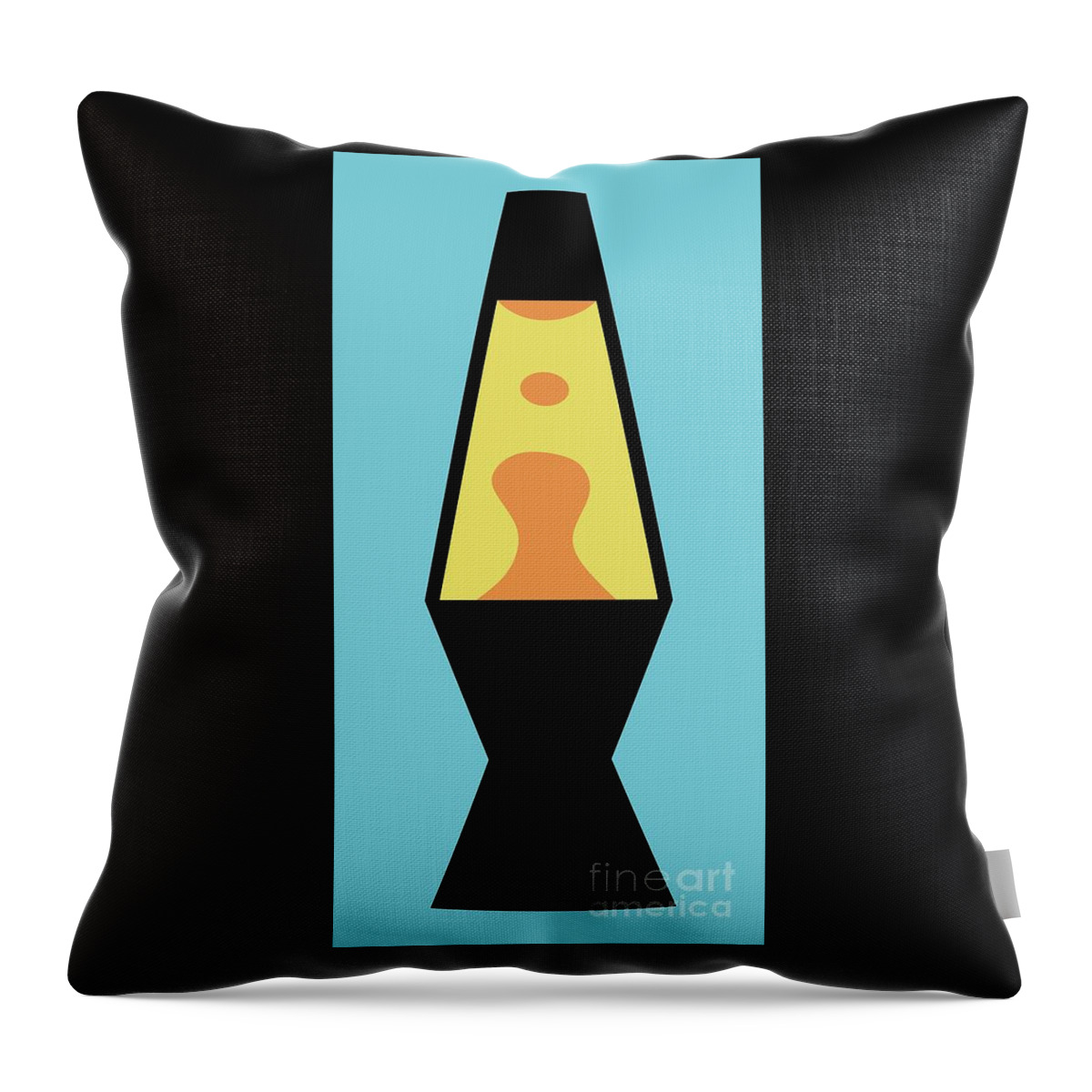 Mod Throw Pillow featuring the digital art Mod Lava Lamp on Blue by Donna Mibus