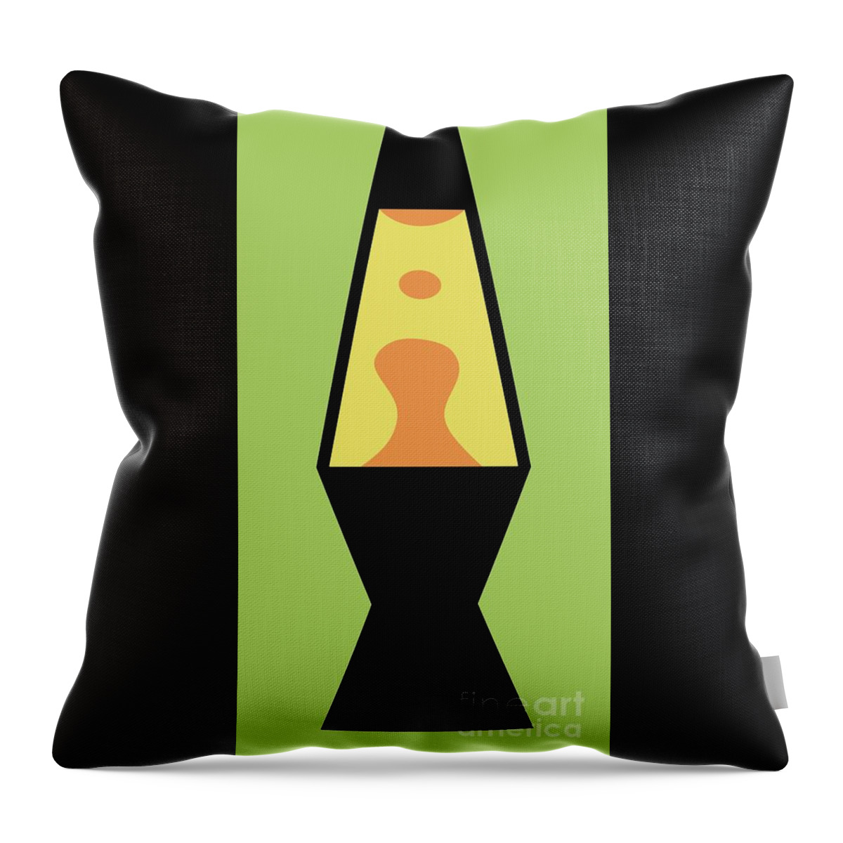 Mod Throw Pillow featuring the digital art Mod Lava Lamp on Green by Donna Mibus