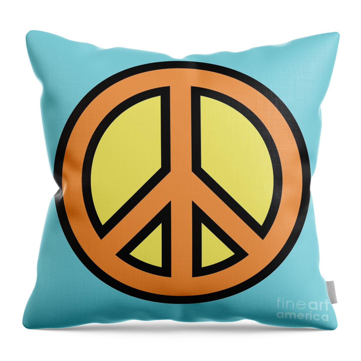 Mod Throw Pillow featuring the digital art Mod Peace Sign in Blue by Donna Mibus