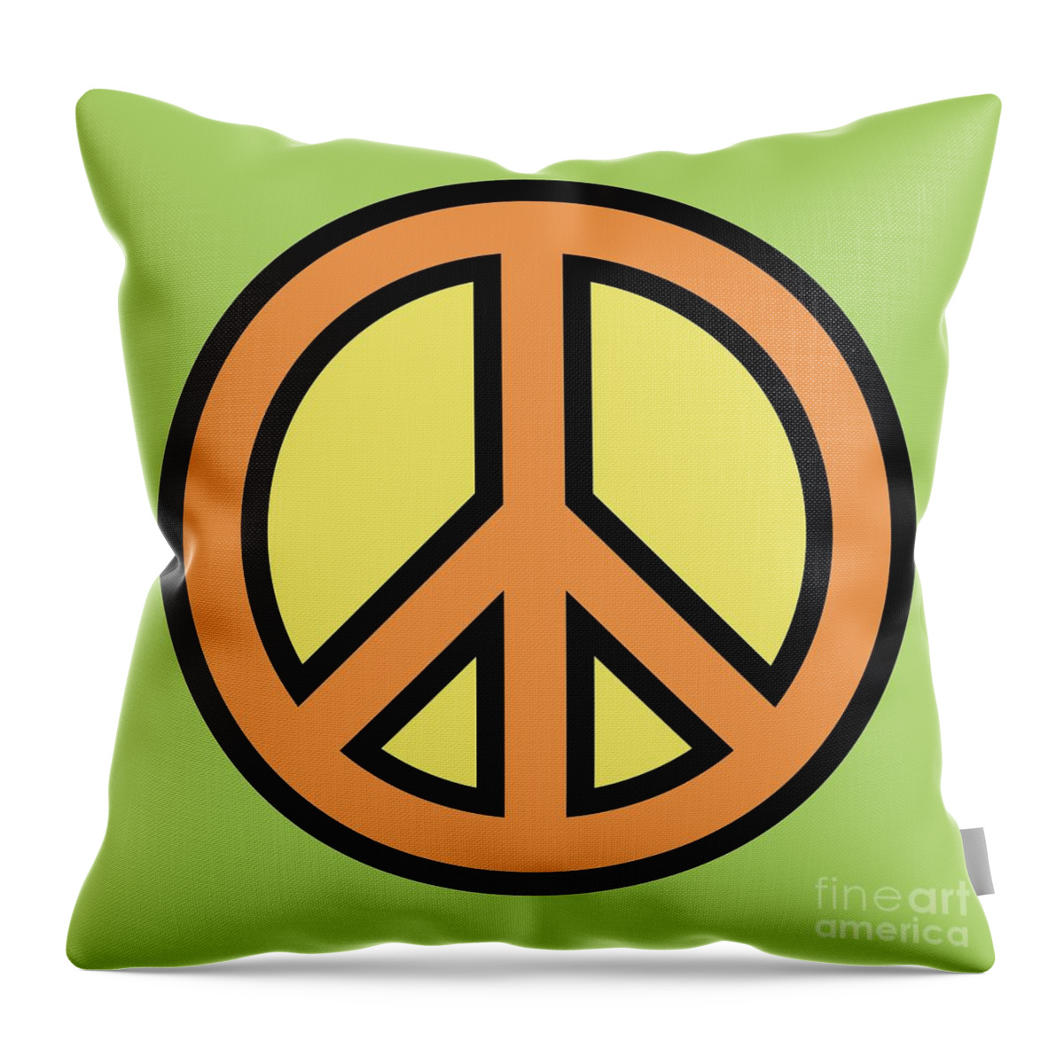 Mod Throw Pillow featuring the digital art Mod Peace Symbol on Green by Donna Mibus