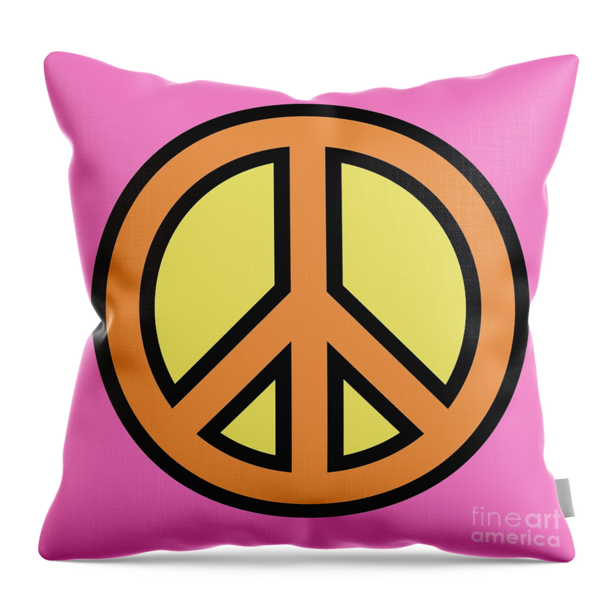 Mod Throw Pillow featuring the digital art Mod Peace Symbol on Pink by Donna Mibus