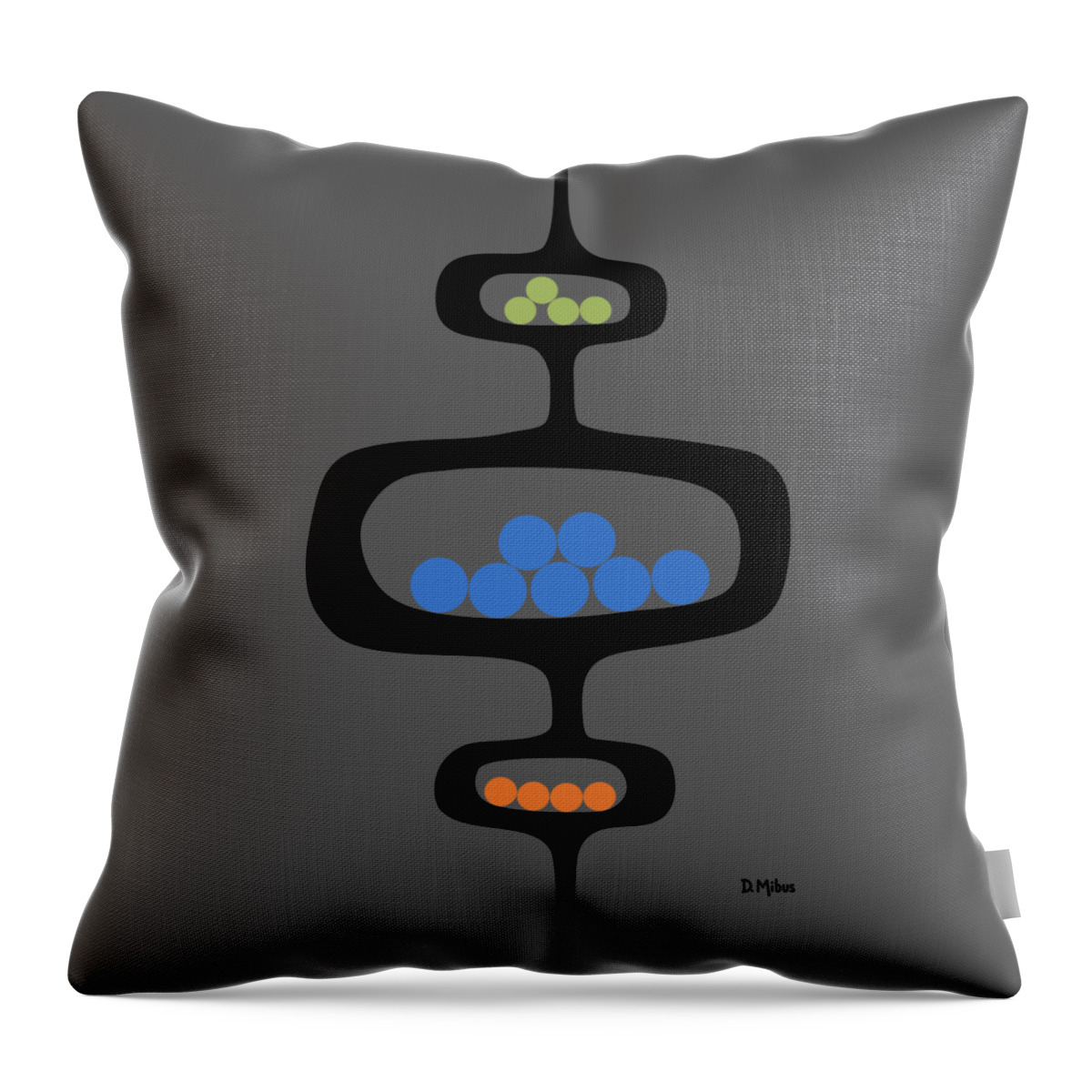 Mid Century Pods Throw Pillow featuring the digital art Mod Pod 1 with Circles by Donna Mibus