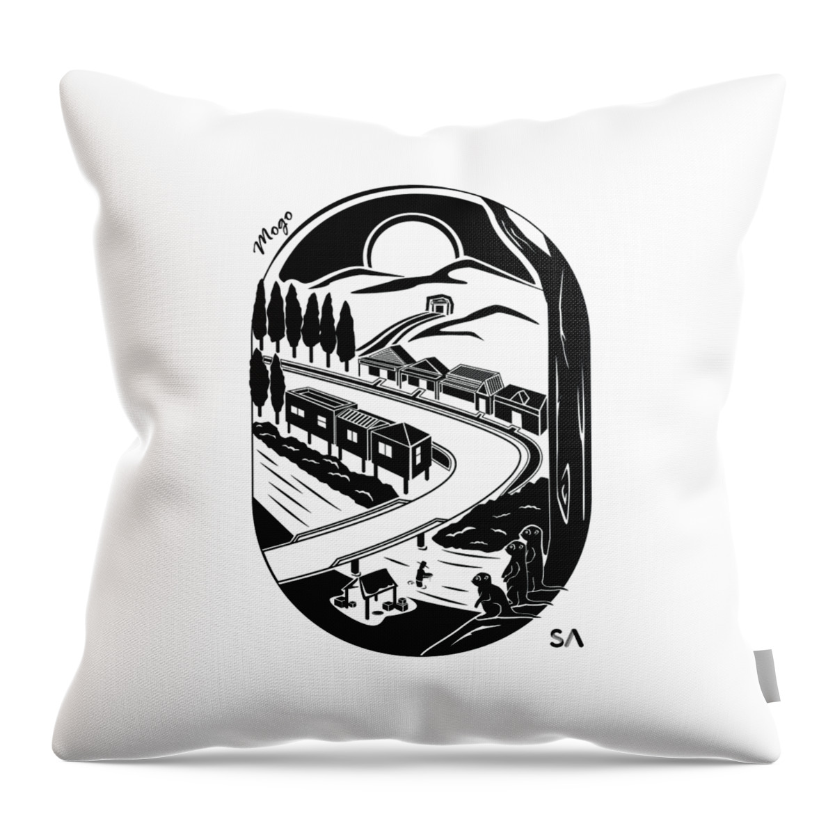 Black And White Throw Pillow featuring the digital art Mogo by Silvio Ary Cavalcante