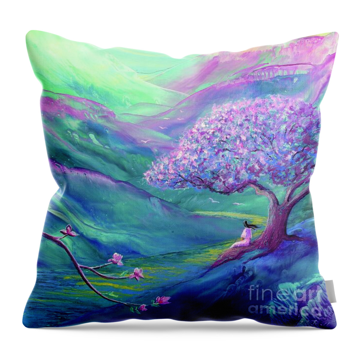 Meditation Throw Pillow featuring the painting Moment of Serenity by Jane Small