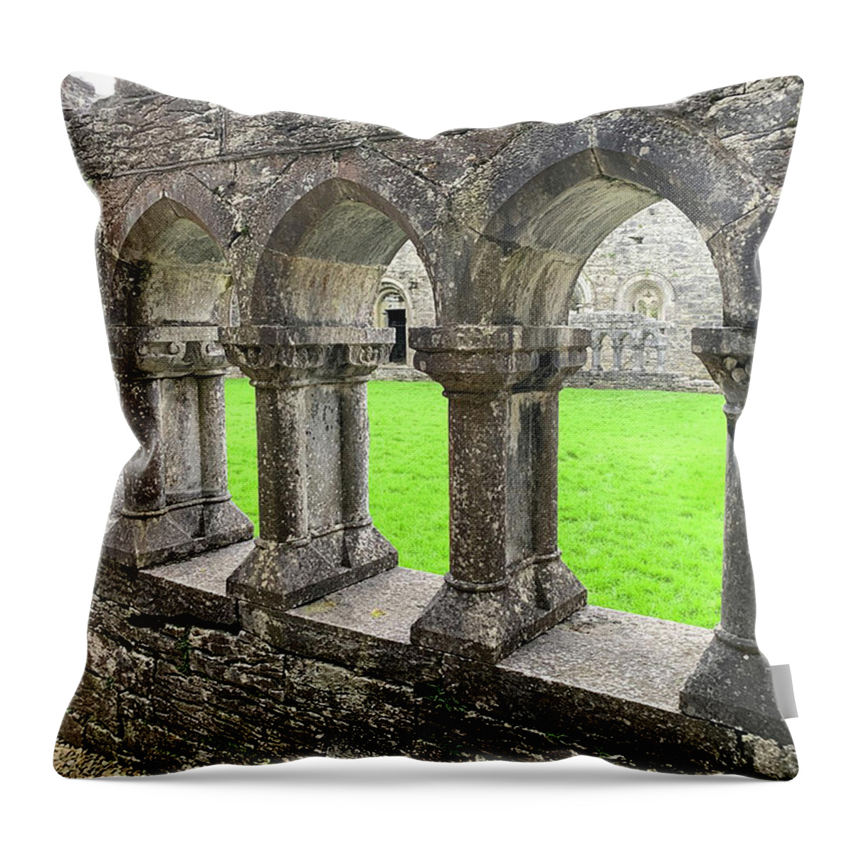 Monastery Throw Pillow featuring the photograph Monastery in Tuam, Ireland by Peggy Dietz