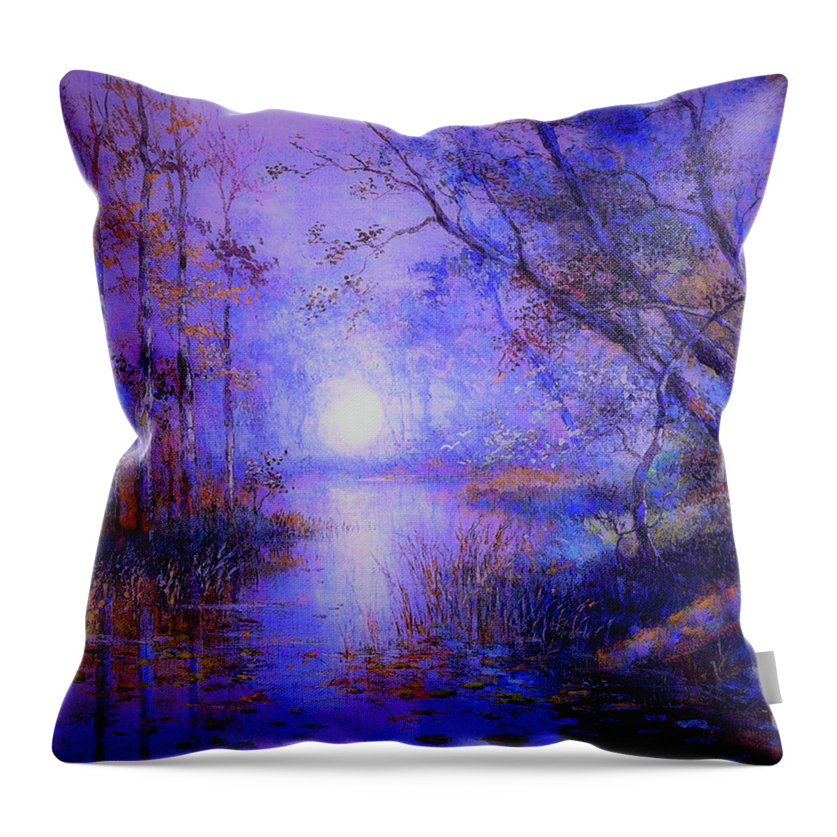 Landscape Throw Pillow featuring the painting Moonlight from Heaven by Jane Small