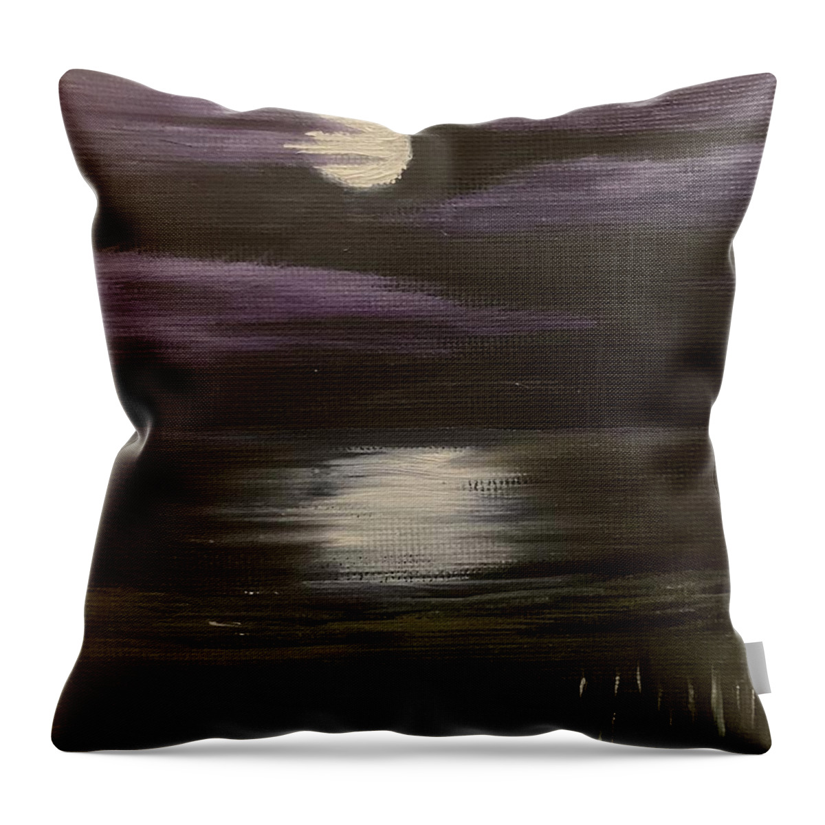 Oil Painting Throw Pillow featuring the painting Moonlight Over Ludington by Lisa White