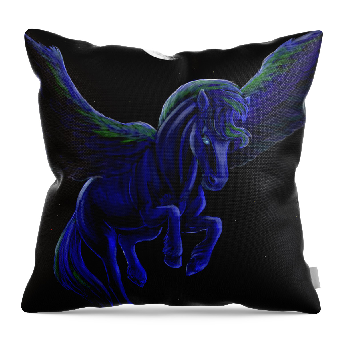 Digital Painting Throw Pillow featuring the digital art Moonlit Flight by Rohvannyn Shaw