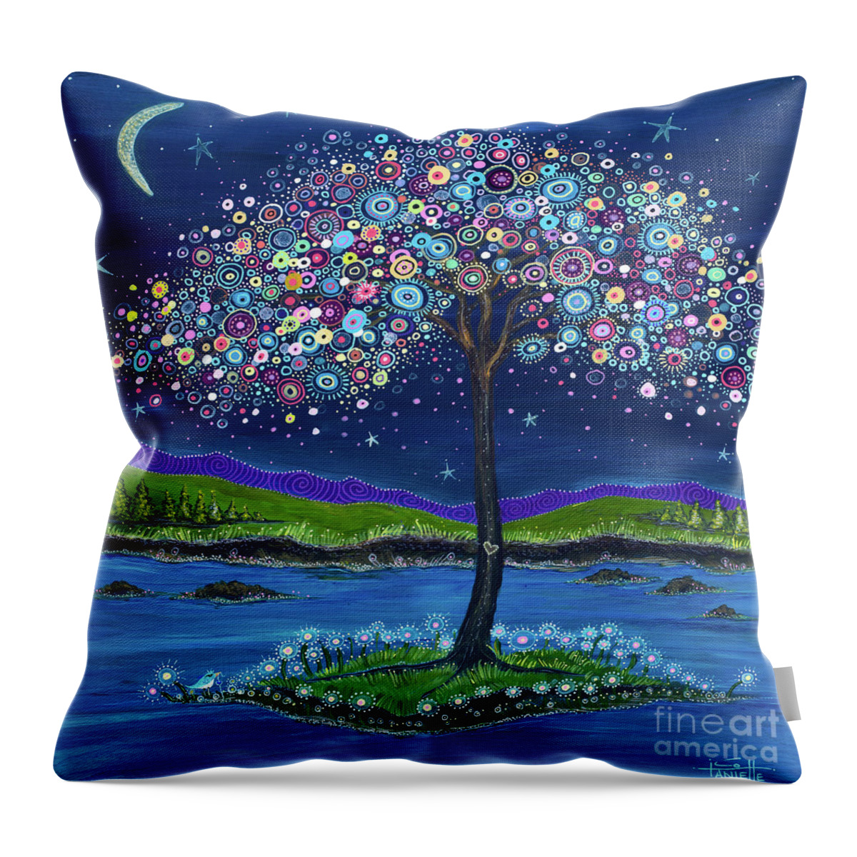 Moonlit Magic Throw Pillow featuring the painting Moonlit Magic by Tanielle Childers