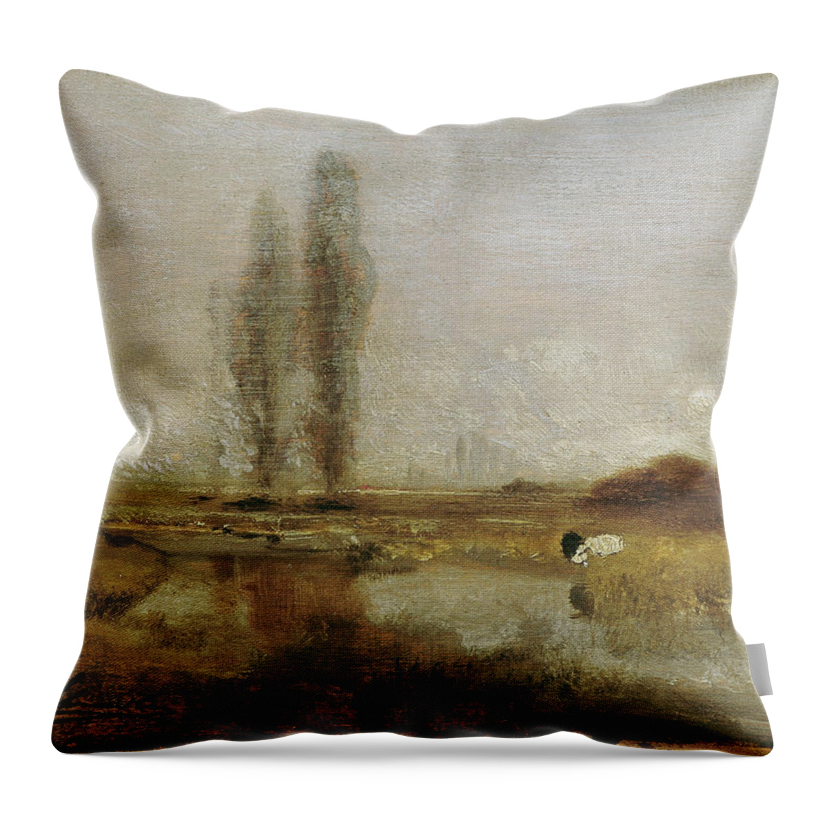Woman Throw Pillow featuring the painting Moorland near Lundenburg dating around by MotionAge Designs