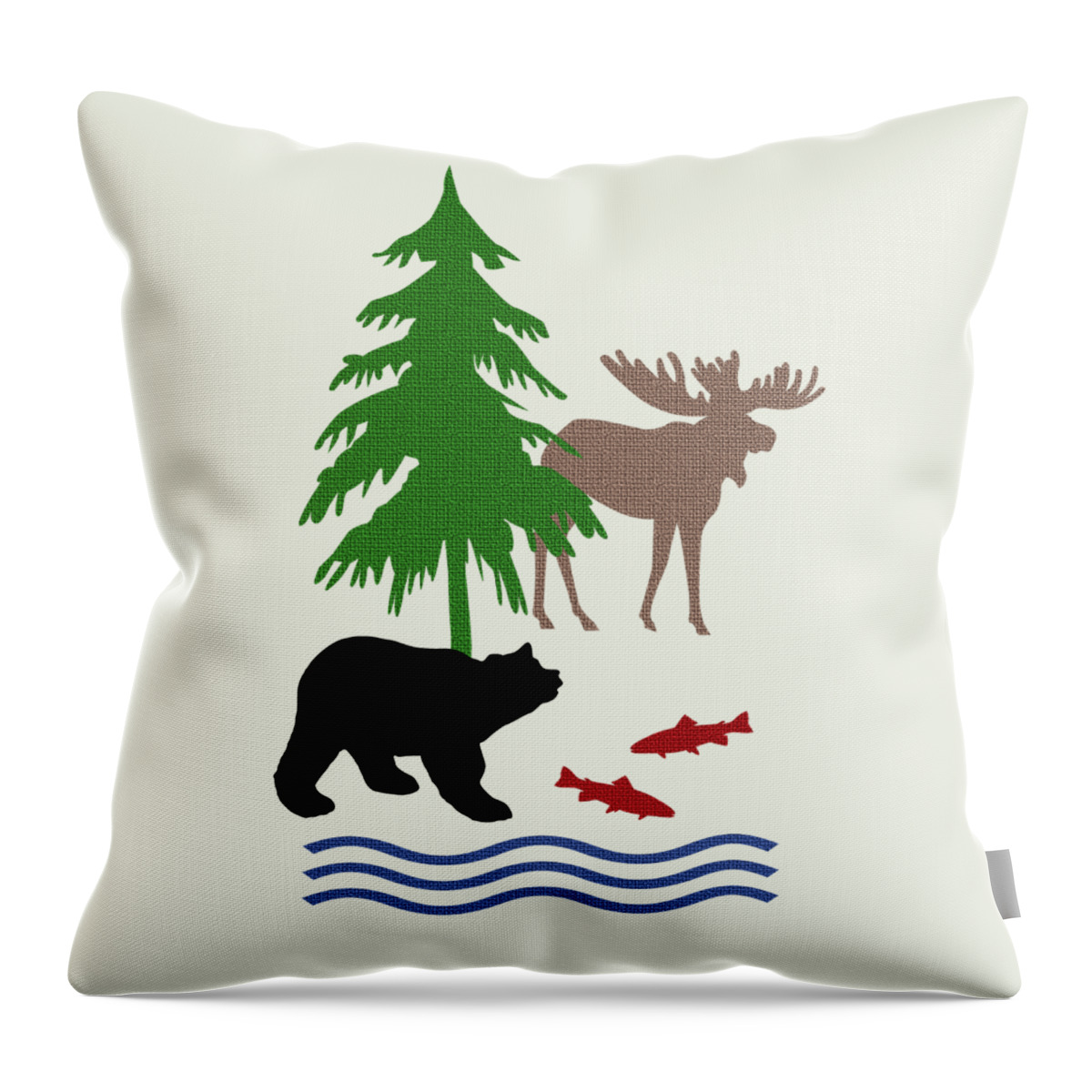 And Bear Throw Pillow featuring the mixed media Moose and Bear Pattern Art by Christina Rollo