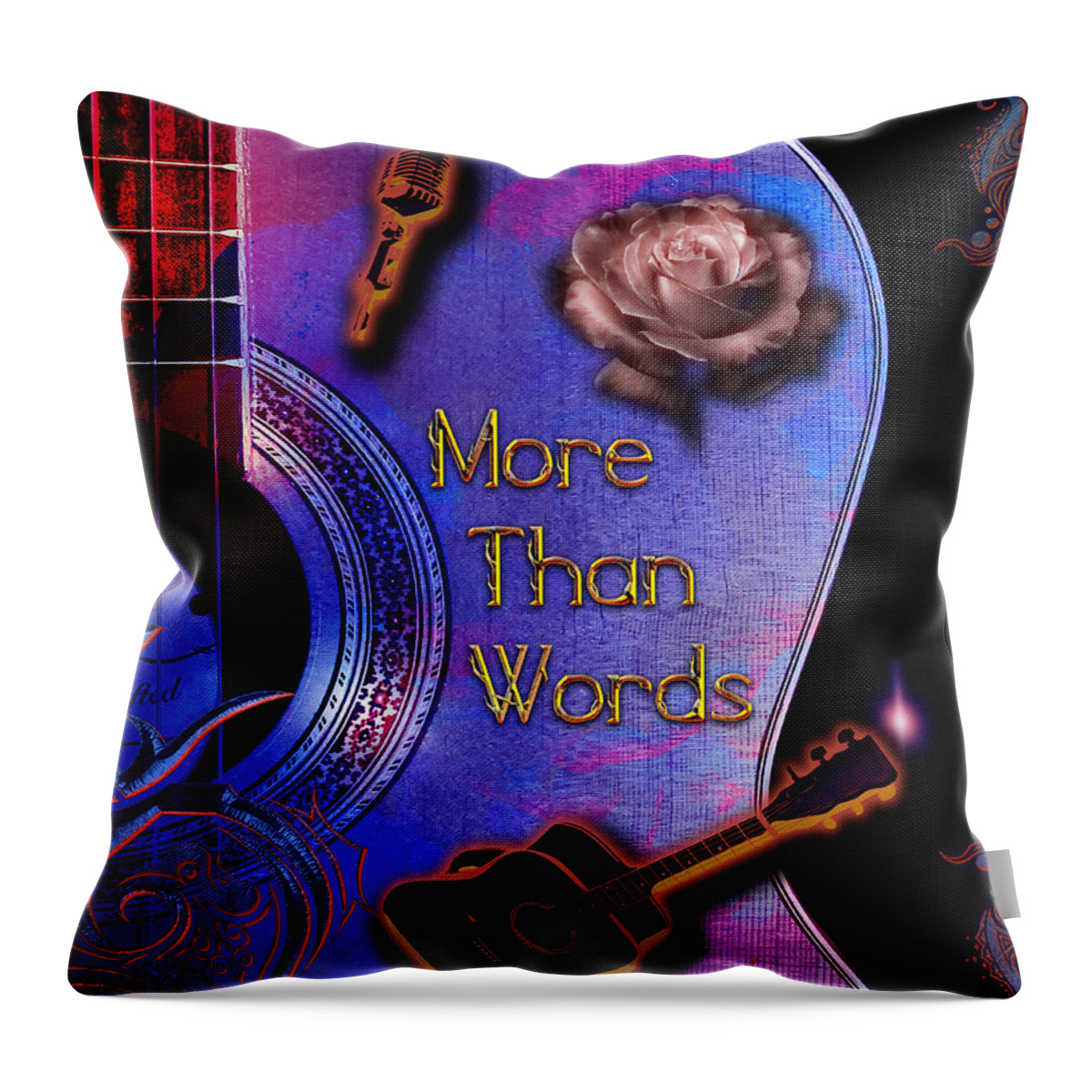 Guitar Throw Pillow featuring the digital art More Than Words by Michael Damiani