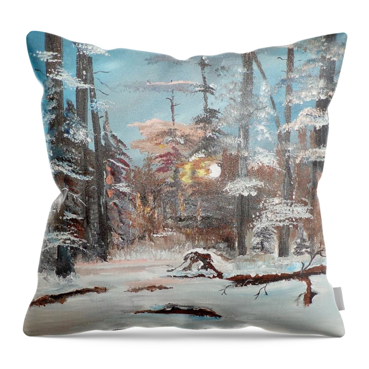 Landscape. Donnsart1 Throw Pillow featuring the painting Morning Is Risen painting # 122 by Donald Northup