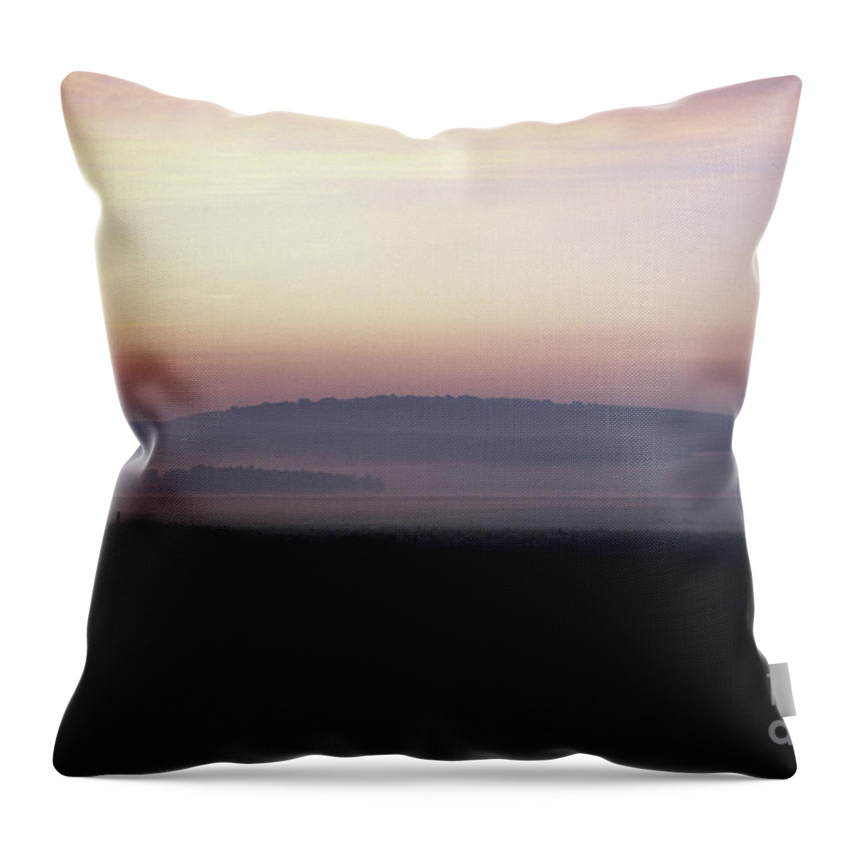 80025126 Throw Pillow featuring the photograph Morning Mist on Salisbury Plain by Patrick G Haynes