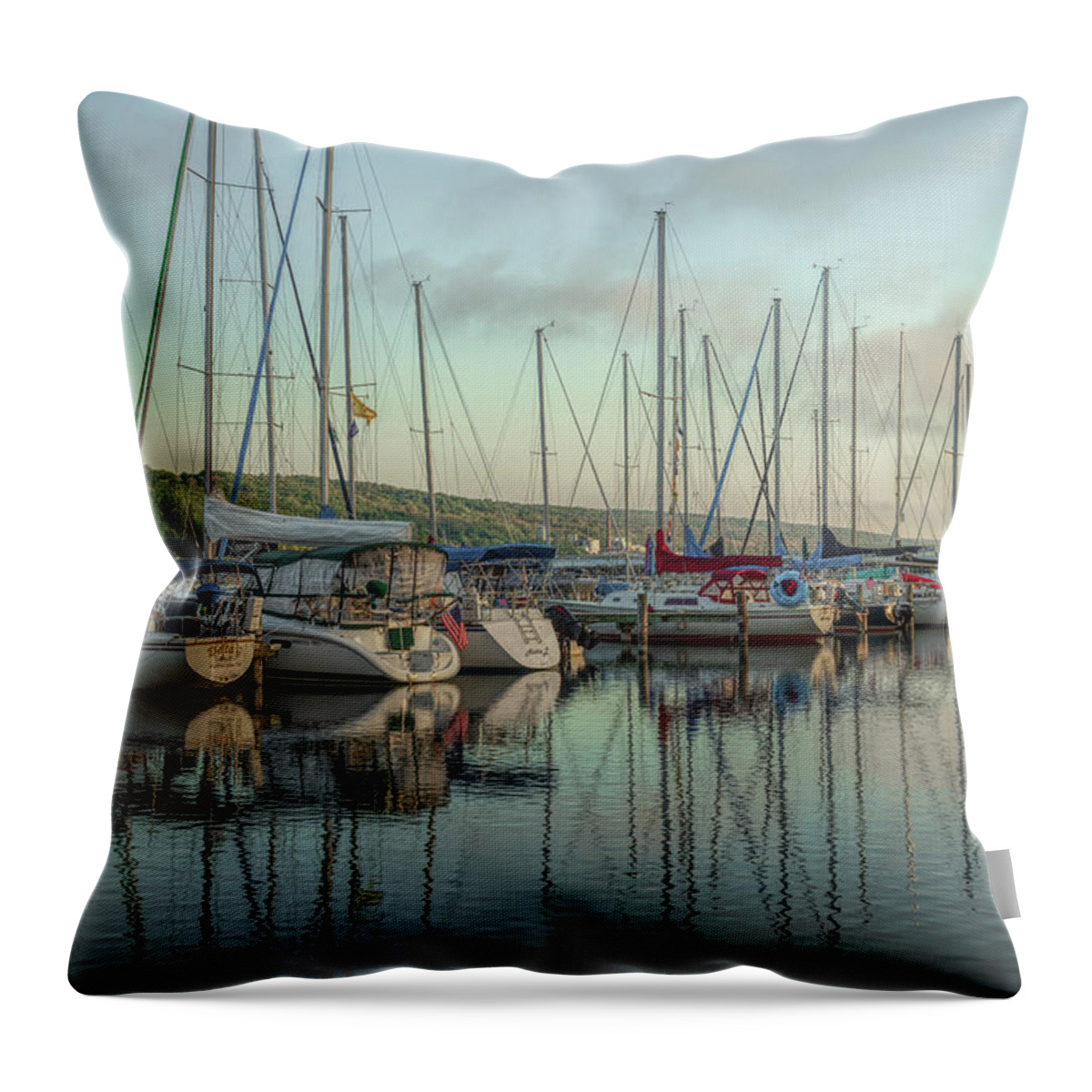 Sailboats Throw Pillow featuring the photograph Morning Reflections by Rod Best