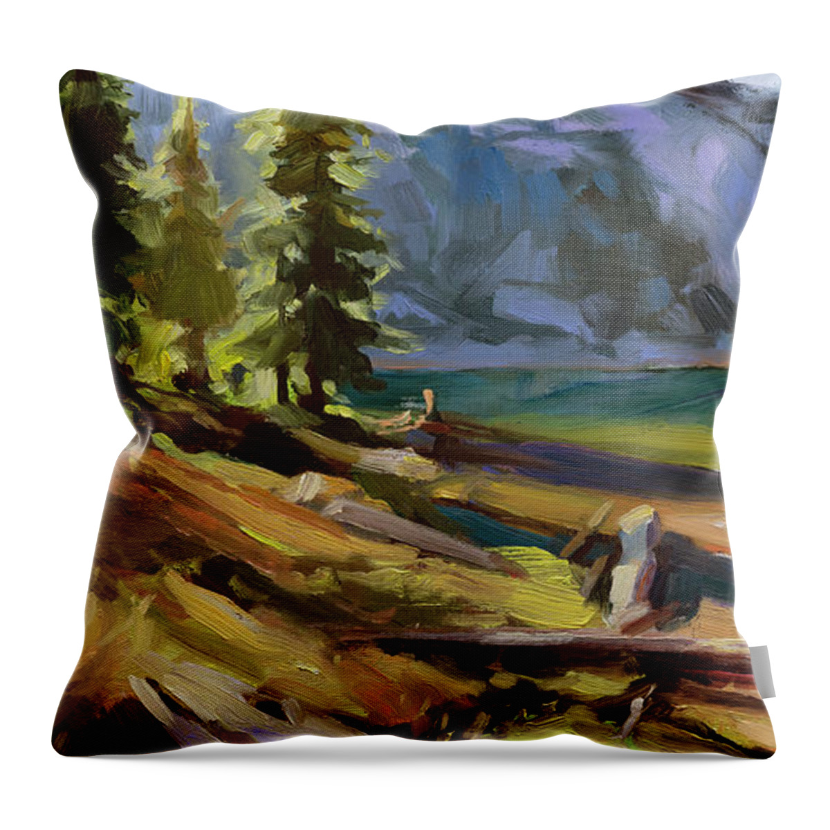 Landscape Throw Pillow featuring the painting Morning Sun Salutation by Steve Henderson