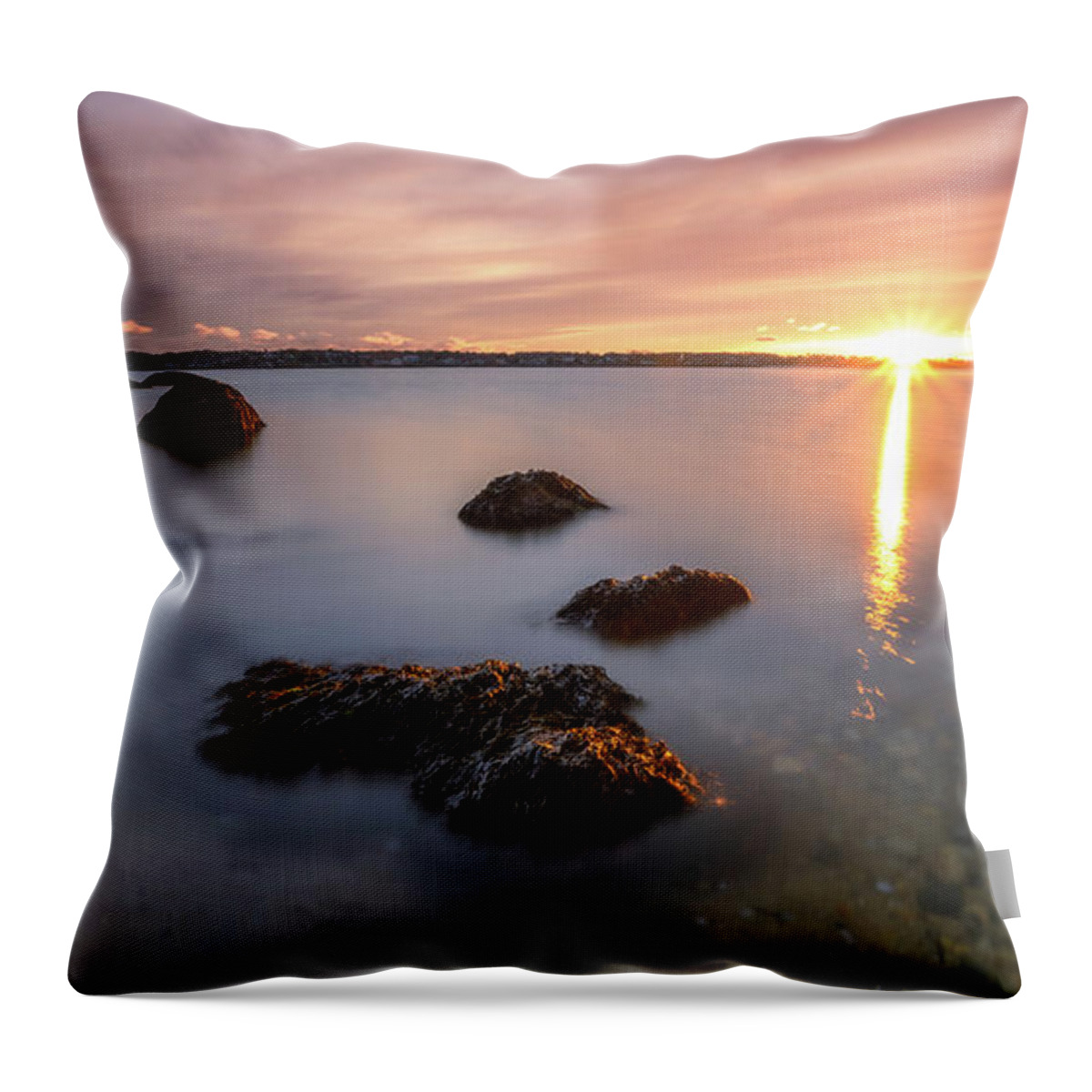 Sunrise Throw Pillow featuring the photograph Morning Sun, Stage Fort Park by Michael Hubley
