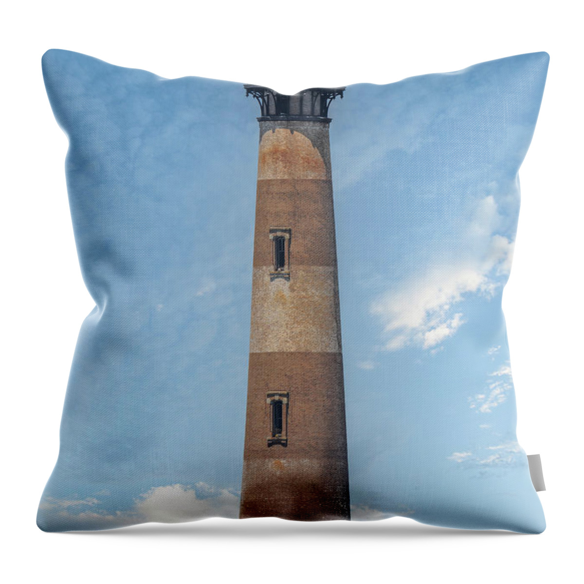 Morris Island Lighthouse Throw Pillow featuring the photograph Morris Island Lighthouse - Charleston South Carolina - Standing Tall by Dale Powell