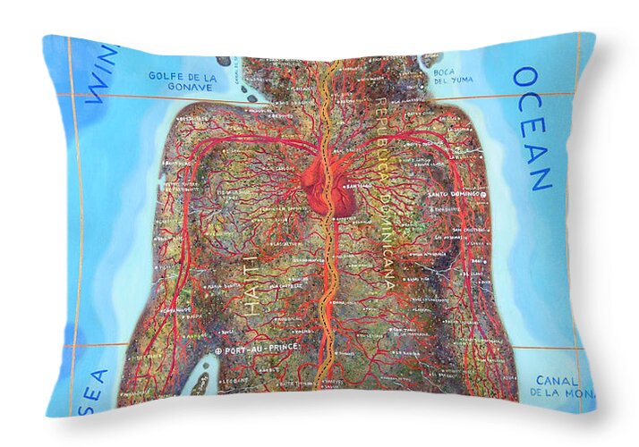 Land Throw Pillow featuring the painting Motherland by Miguel Tio
