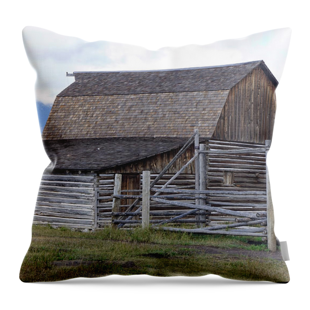 Moulton Barn Throw Pillow featuring the photograph Moulton Barn on Mormon Row 1223 by Cathy Anderson
