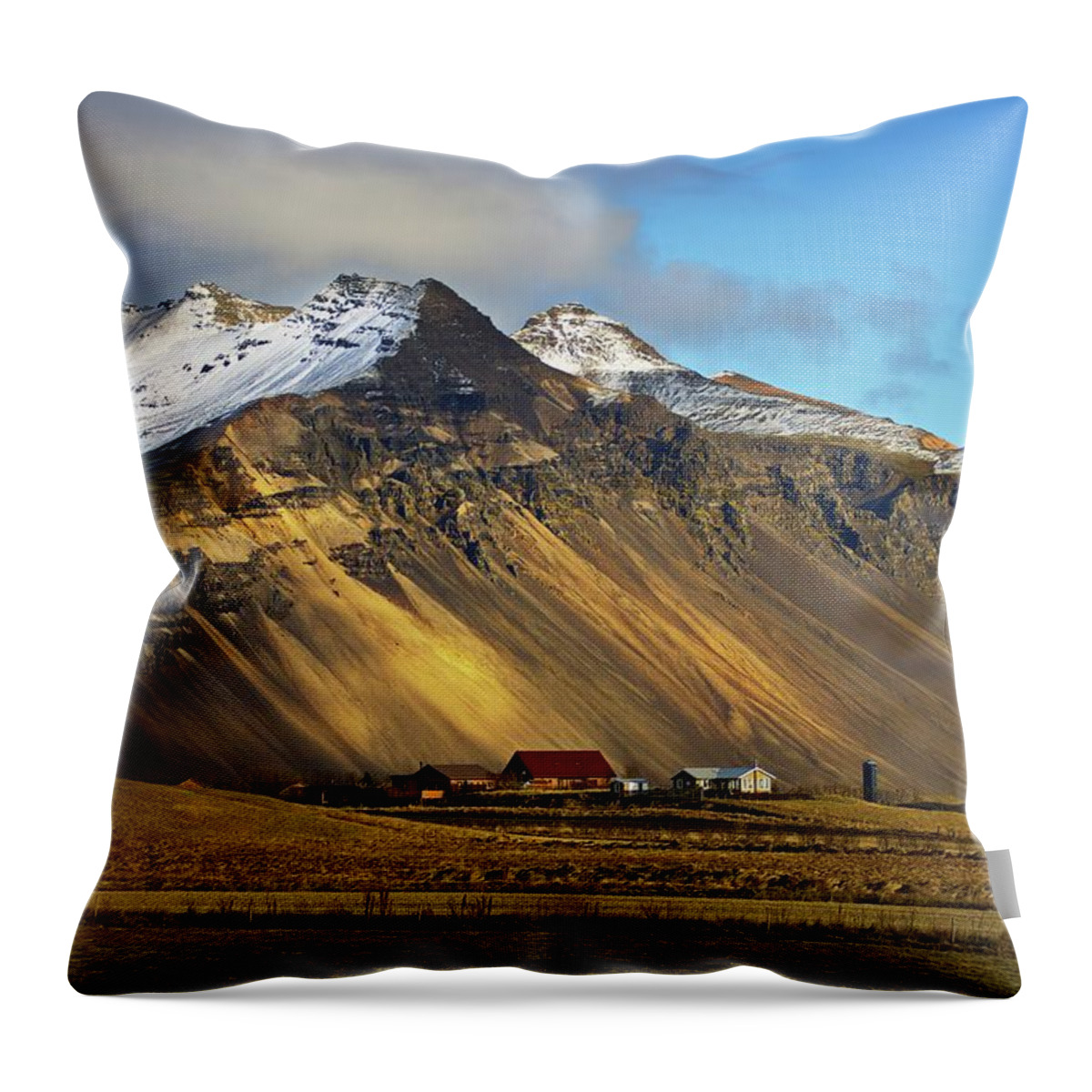 Iceland Throw Pillow featuring the photograph Mountain farm by Christopher Mathews