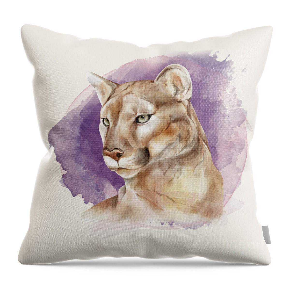 Mountain Lion Throw Pillow featuring the painting Mountain Lion by Garden Of Delights