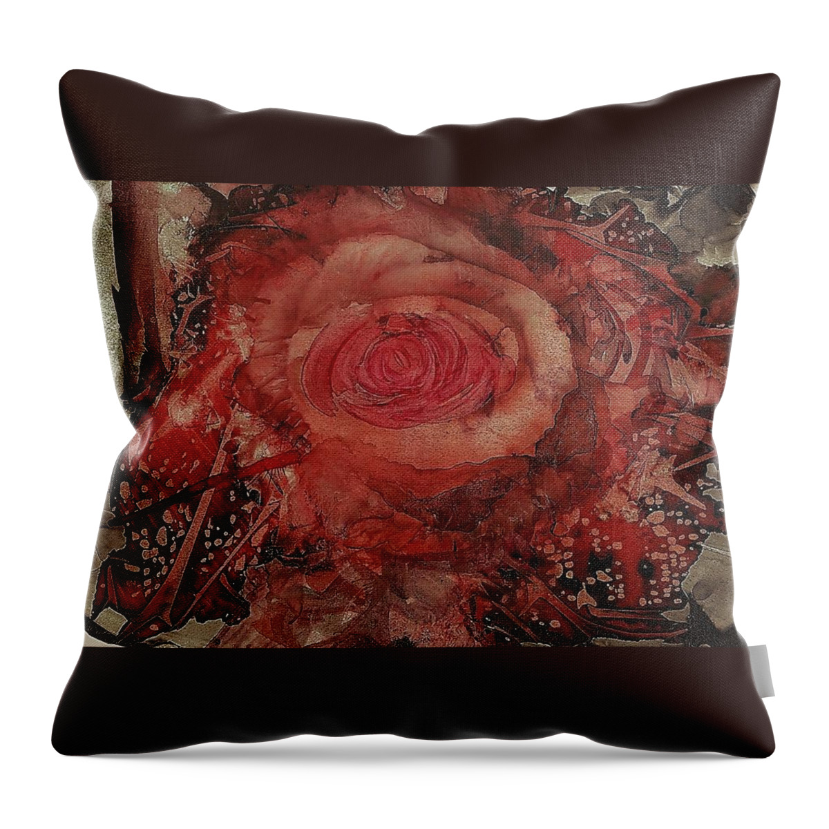 Rose Throw Pillow featuring the painting Mountain Rose by Angela Marinari