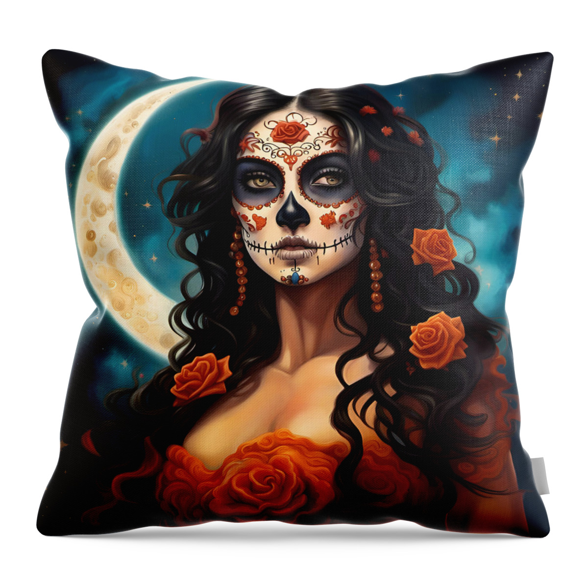 Beautiful Throw Pillow featuring the digital art Muerta Beauty Of The Night by Jason Denis