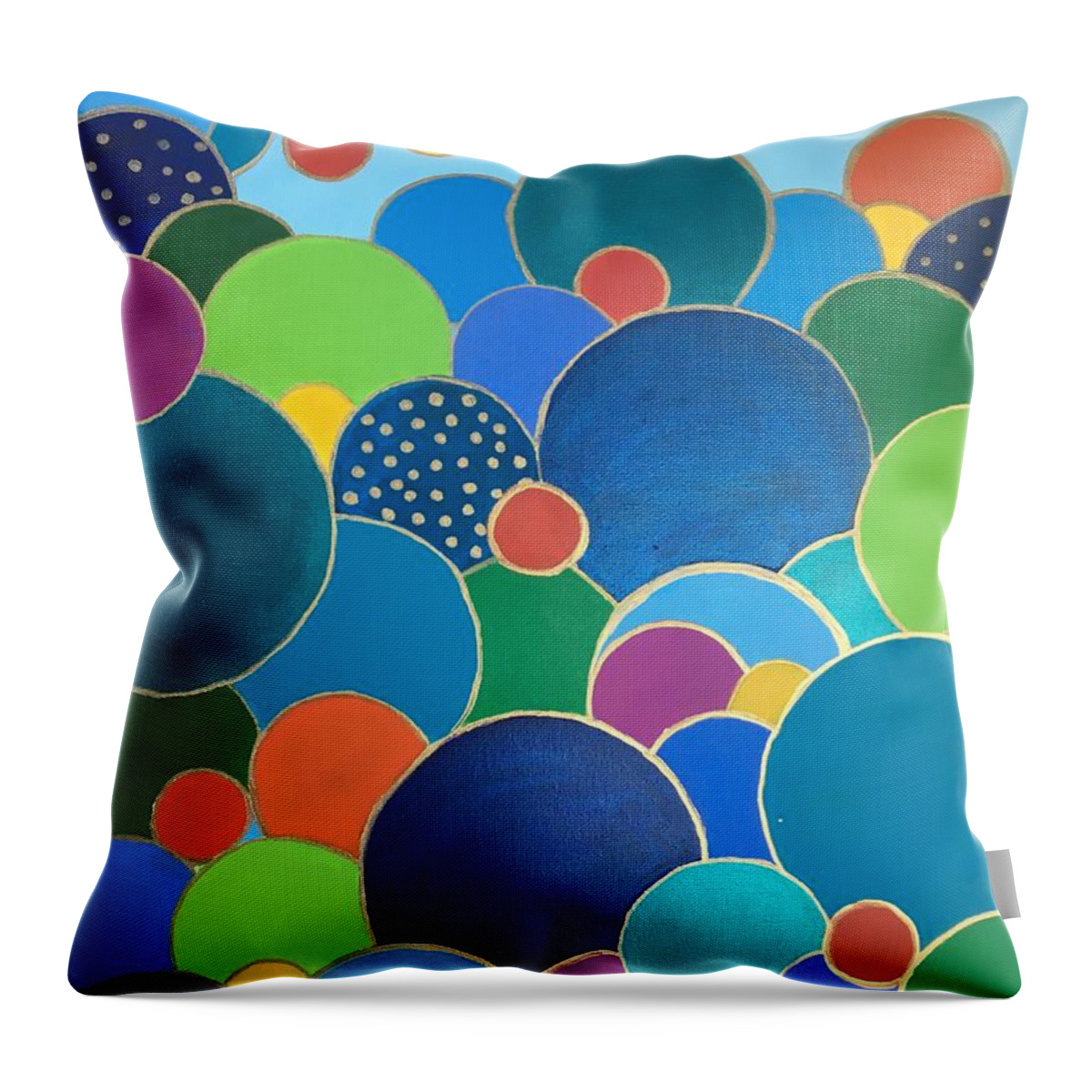 Bubbles Throw Pillow featuring the painting Multi-color Bubbles by Debora Sanders