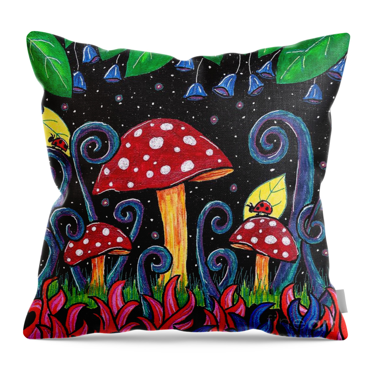 Mushroom Throw Pillow featuring the painting Mushroom Night by Gemma Reece-Holloway