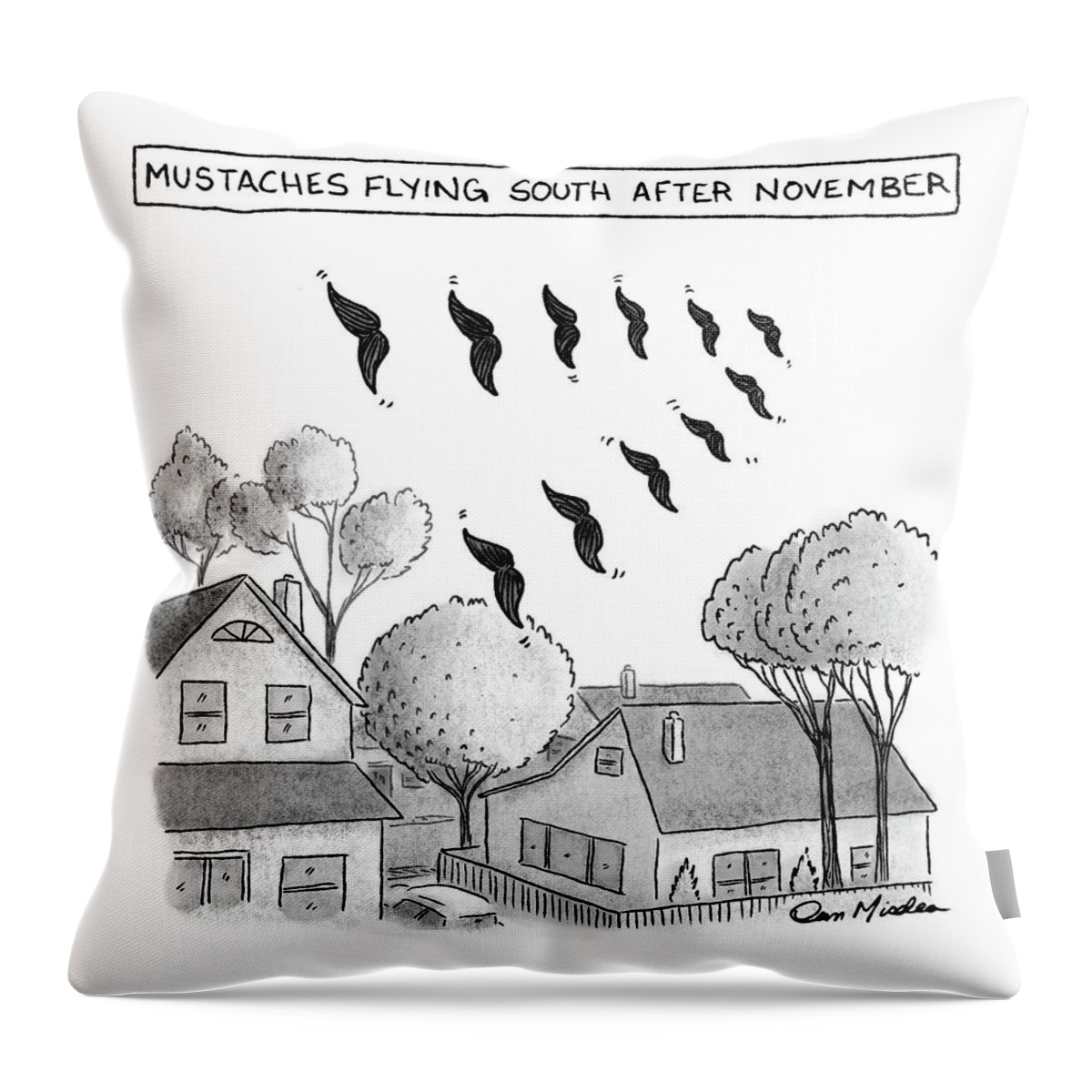 Mustaches Flying South After November Throw Pillow