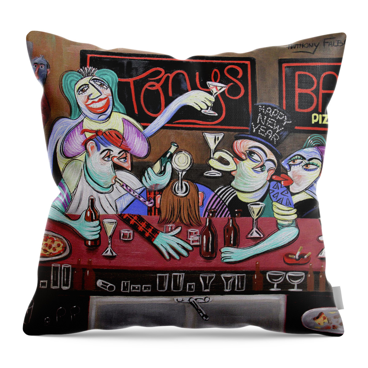 New Years Throw Pillow featuring the painting My New Year Resolution by Anthony Falbo