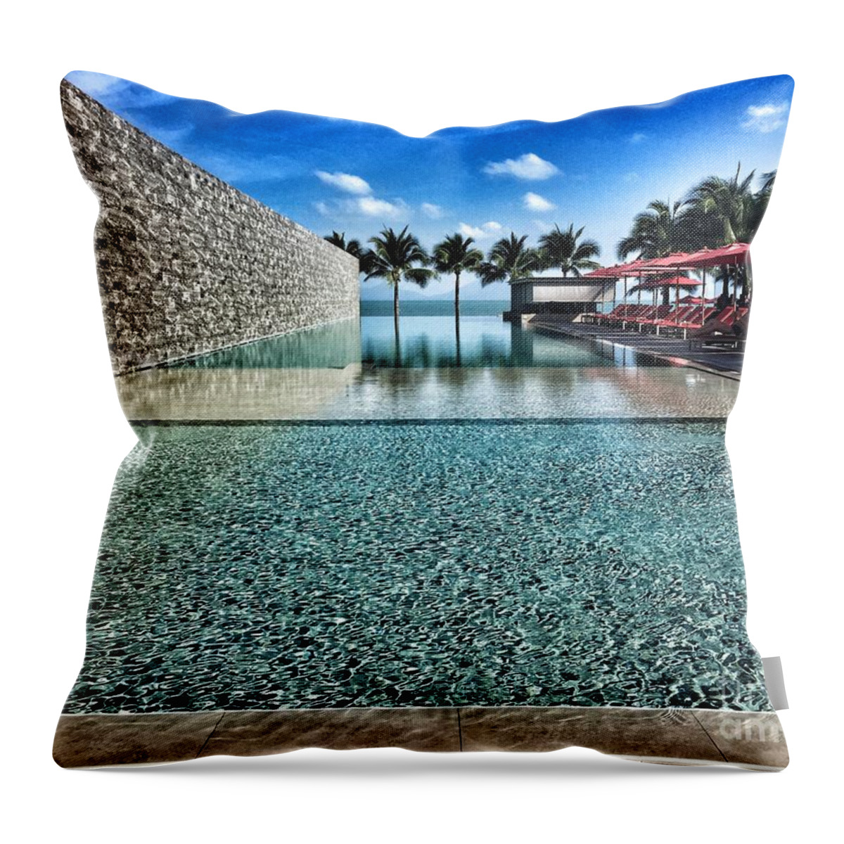 Vacation Throw Pillow featuring the photograph My Pool by Thomas Schroeder