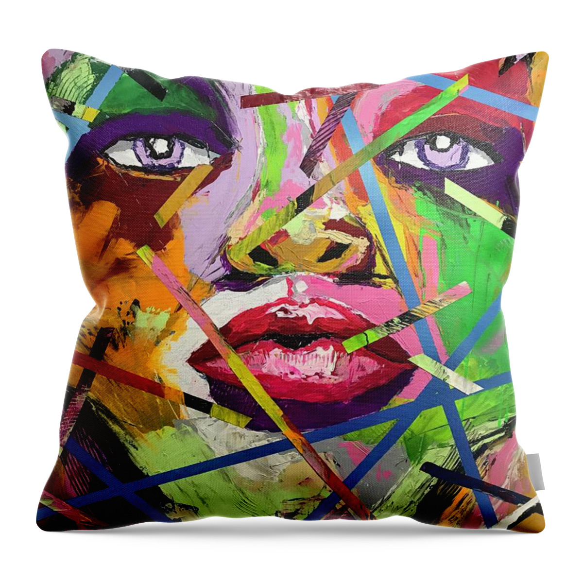 #abstractexpressionism #nakamorijones #acrylicpainting #juliusdewitthannah Throw Pillow featuring the painting Nakamori Jones by Julius Hannah