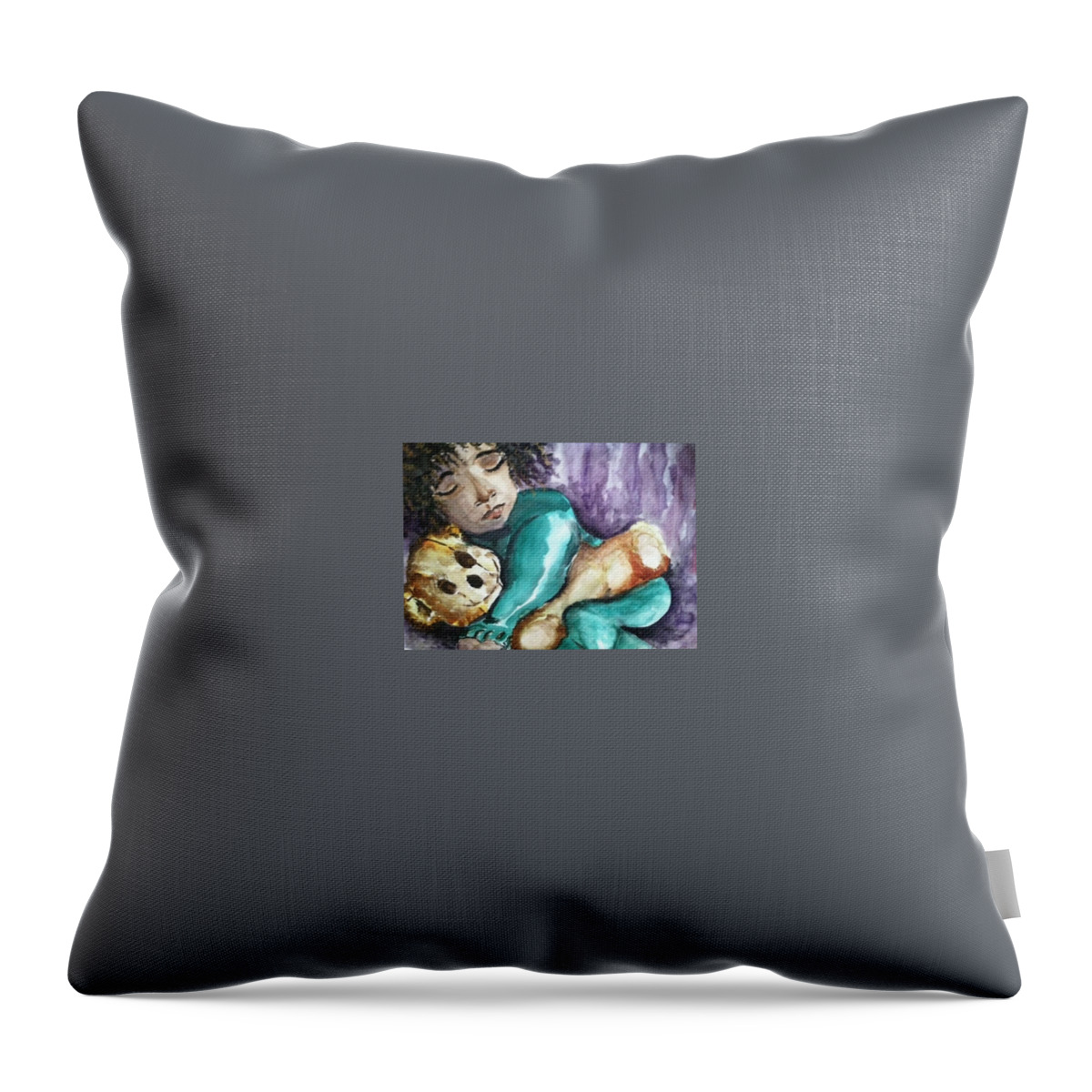  Throw Pillow featuring the painting Naptime by Angie ONeal