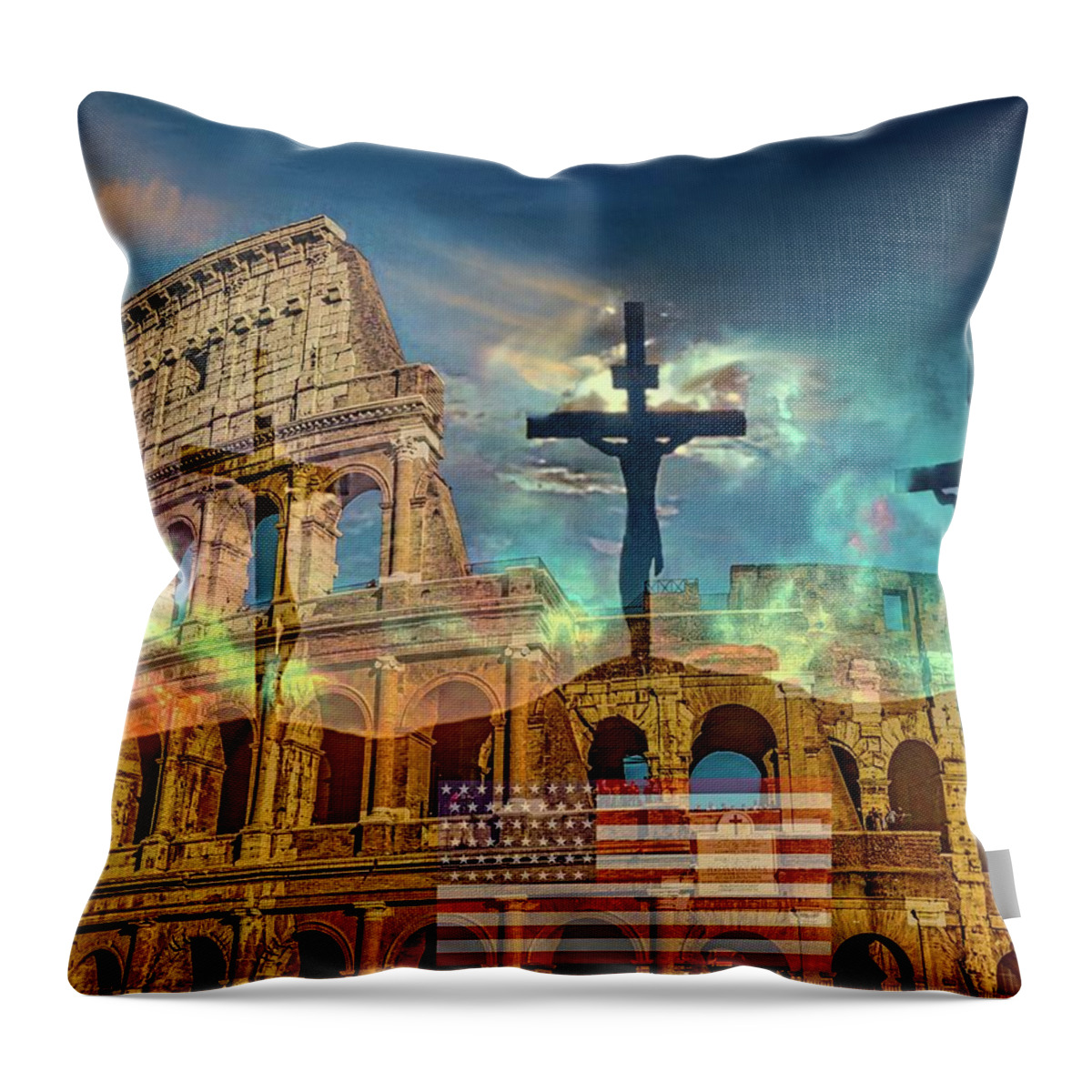 Jesus Throw Pillow featuring the digital art Nations Rise and Fall by Norman Brule