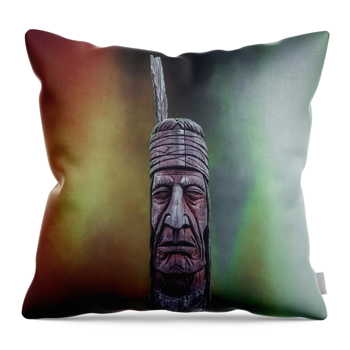 Totem Throw Pillow featuring the mixed media Native American Totem Artistry by DB Hayes