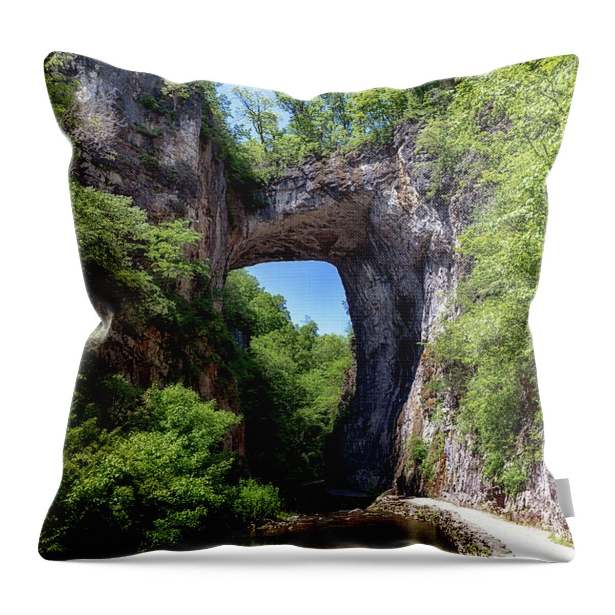 Natural Bridge Throw Pillow featuring the photograph Natural Bridge Virginia by Susan Rissi Tregoning