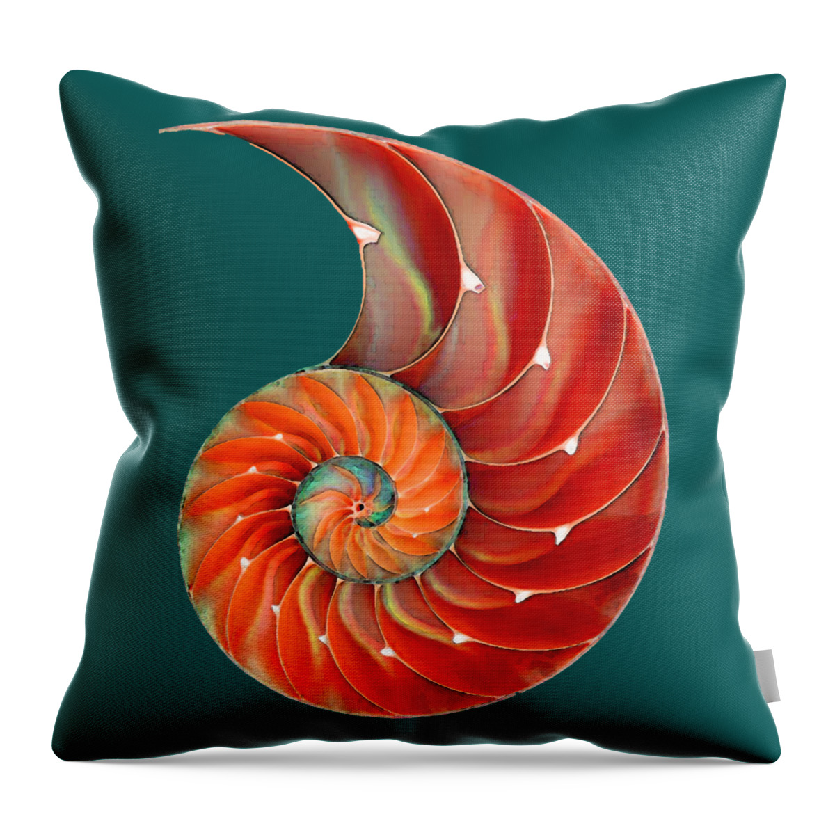 Nautilus Throw Pillow featuring the painting Nautilus Shell - Nature's Perfection by Sharon Cummings