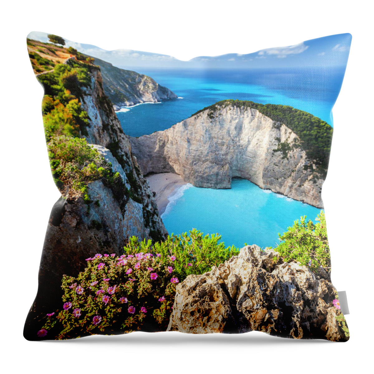 Greece Throw Pillow featuring the photograph Navagio Bay by Evgeni Dinev