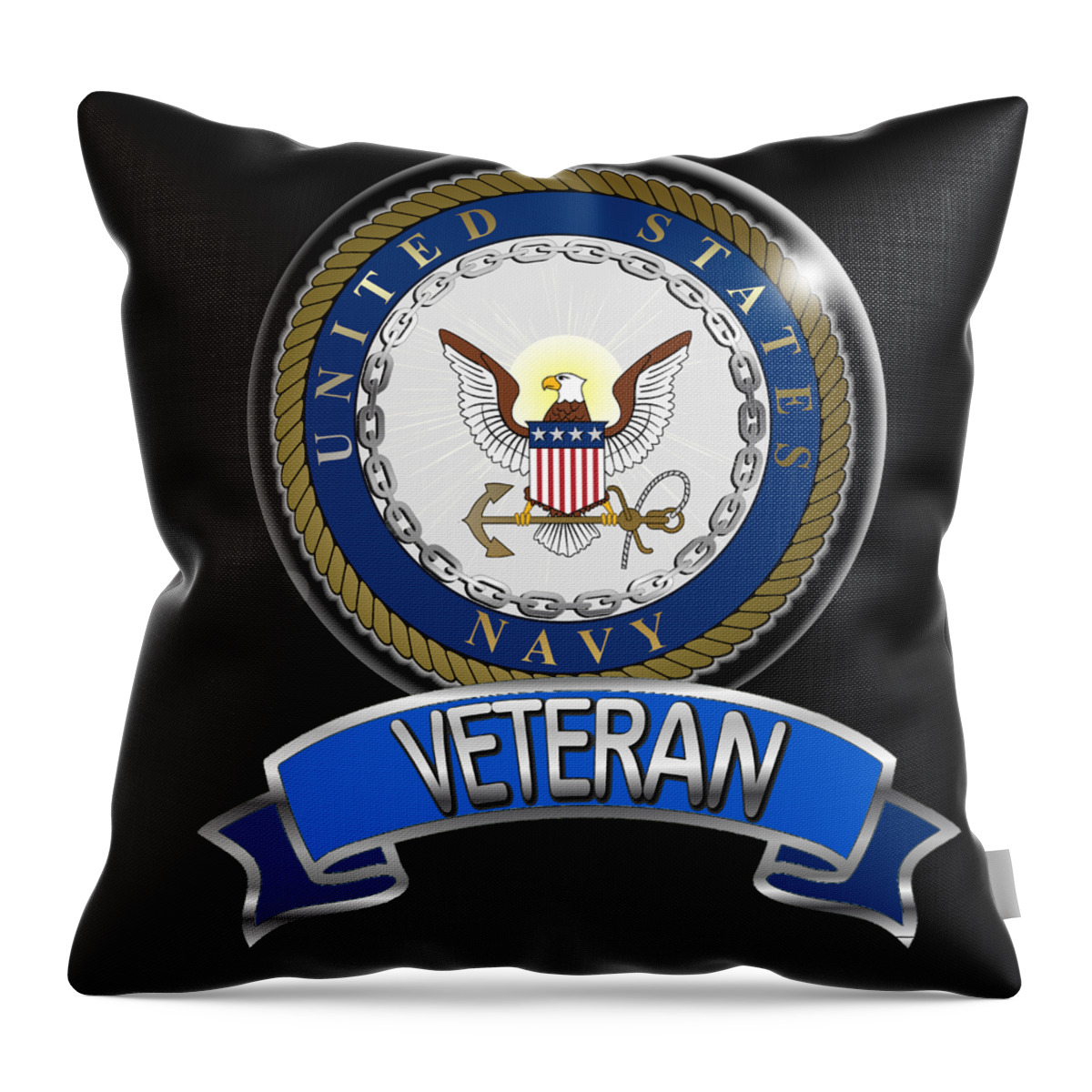 Navy Throw Pillow featuring the digital art Navy Vet by Bill Richards