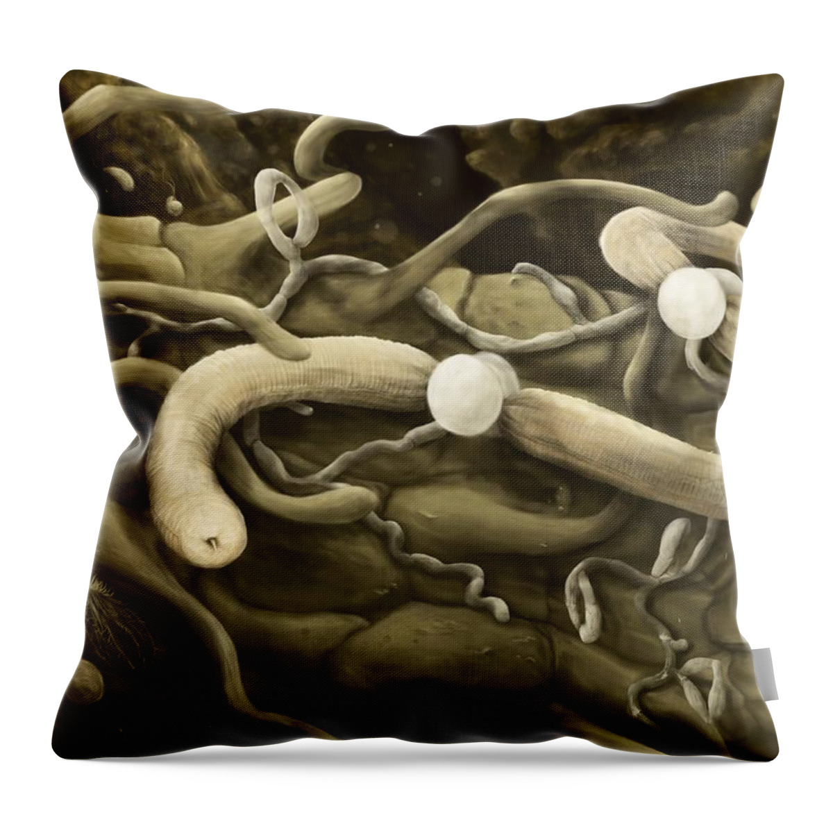 Nematode Throw Pillow featuring the digital art Nematode by Kate Solbakk