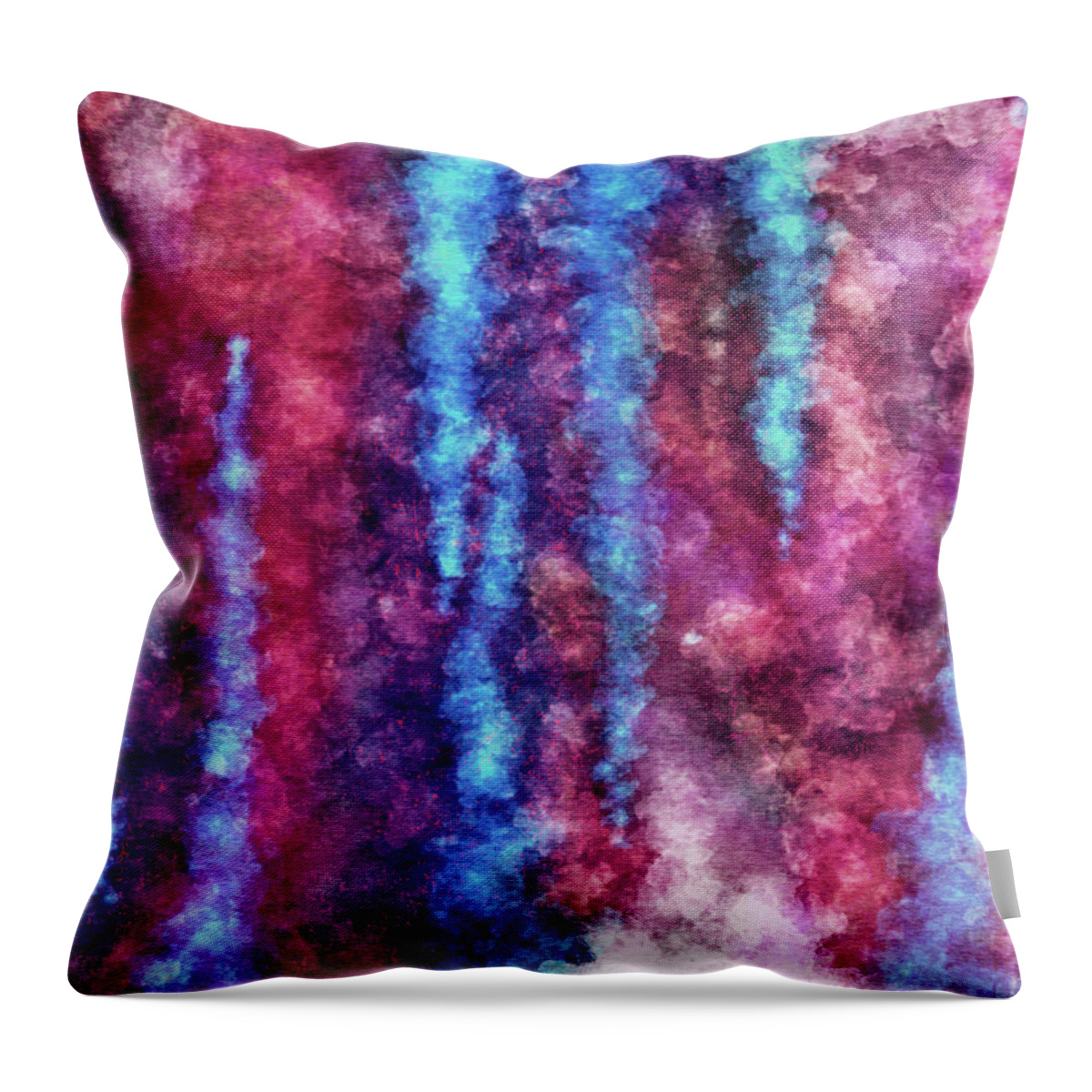 Crystallize Throw Pillow featuring the mixed media Neon Amalgam - Contemporary Abstract - Abstract Expressionist painting - Blue, Purple, Violet by Studio Grafiikka