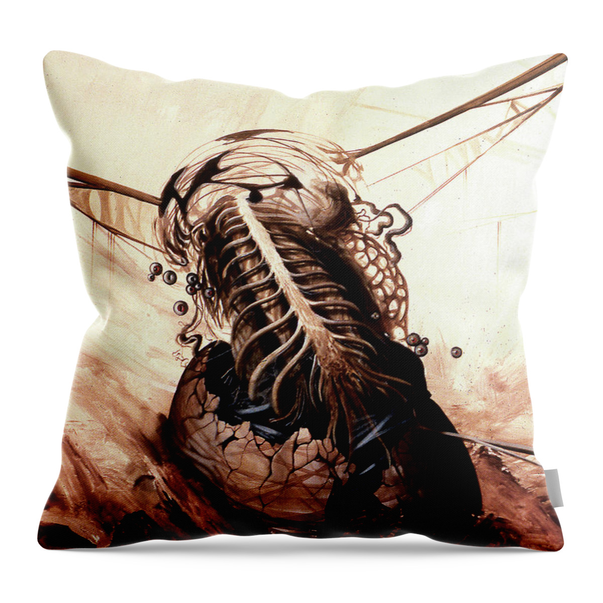 Surrealism Throw Pillow featuring the painting Neurotoxic Konstruction by Sv Bell