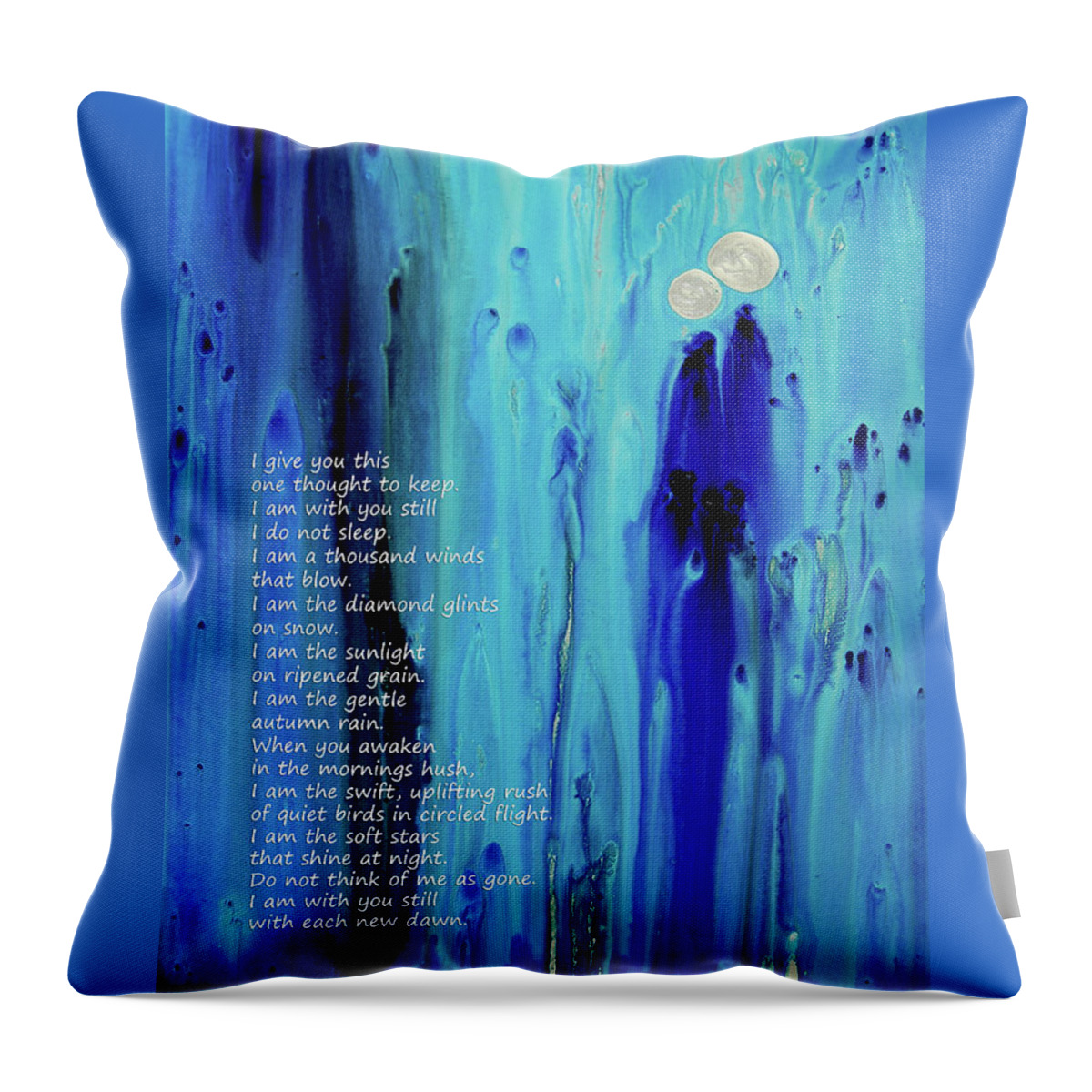 Blue Throw Pillow featuring the painting Never Alone by Sharon Cummings