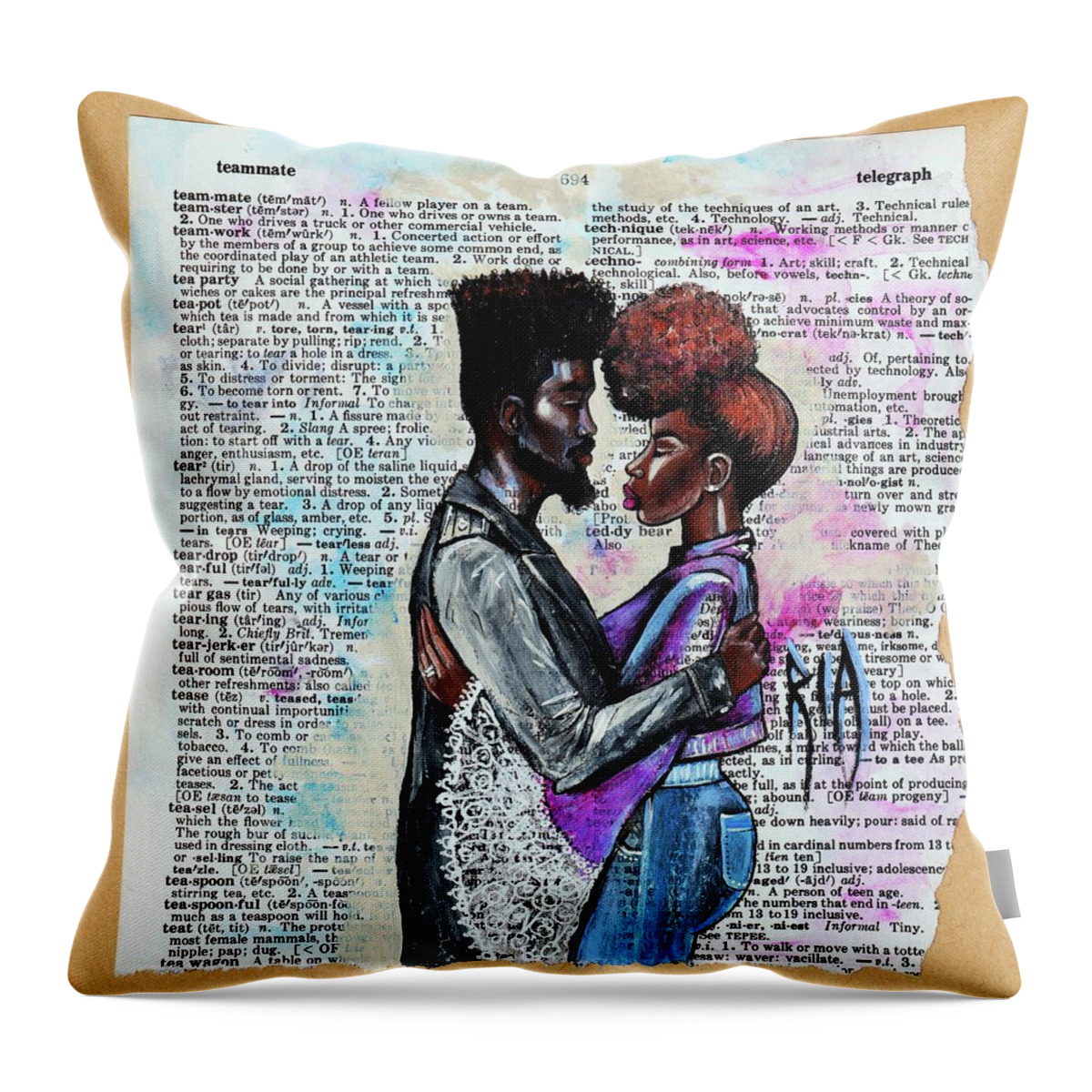  Throw Pillow featuring the painting Never forget - We are on the same team by Artist RiA