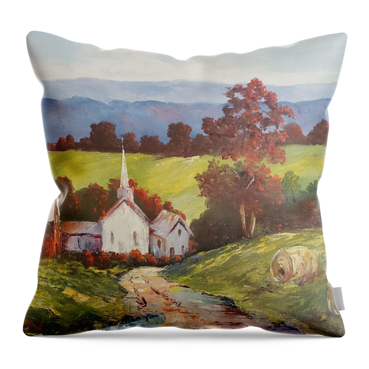 Autumn Throw Pillow featuring the painting New England Splendor by ML McCormick