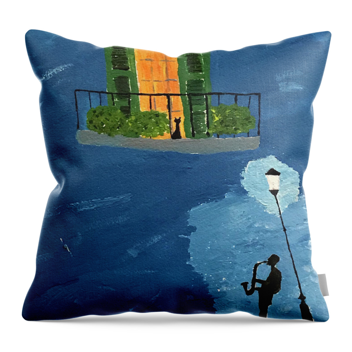  Throw Pillow featuring the painting New Orleans Blues by John Macarthur